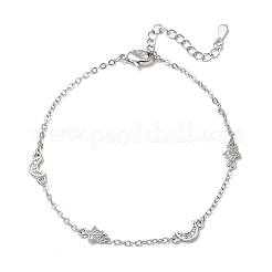 Brass Micro Pave Clear Cubic Zirconia Moon Star Link Chain Bracelets&nbsp;KK-CBA6980-28P