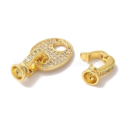 Coffee Bean Rack Plating Brass Micro Pave Clear Cubic Zirconia Fold Over Clasps&nbsp;KK-A225-10G