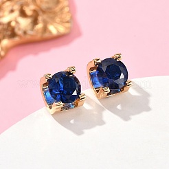 Square Brass Micro Pave Cubic Zirconin Stud Earrings&nbsp;EJEW-D318-03KCG-C