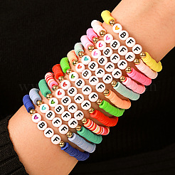 12Pcs Alloy & Polymer Clay & Resin Beaded Stretch Bracelets Set for Frinedship&nbsp;FS-WG9EC10-01