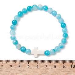 Natural Dyed Persian Jade & Synthetic Turquoise Beads Stretch Bracelets for Women&nbsp;BJEW-JB13572