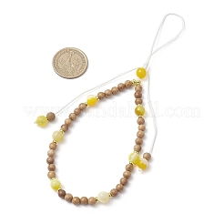 3Pcs 3 Colors Dyed Natural Banded Agate & Wood Round Beaded Phone Hand Strap Chains&nbsp;HJEW-JM03365