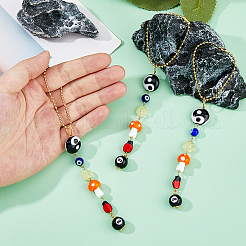 3Pcs Evil Eye Mushroom Lampwork Pendant Decoration&nbsp;HJEW-FH00115