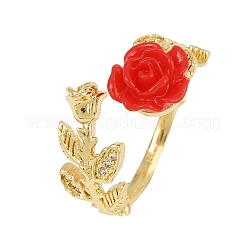 Flower Resin Cuff Rings&nbsp;RJEW-P155-01B-G