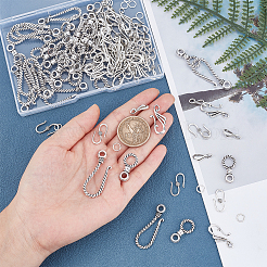 60 Sets 3 Style Tibetan Style Alloy Hook and Eye Clasps&nbsp;PALLOY-AR0001-21