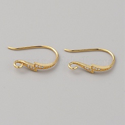 Brass Micro Pave Clear Cubic Zirconia Earring Hooks&nbsp;KK-WH0038-44G