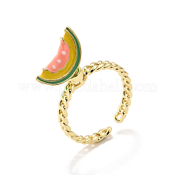 Brass Enamel Open Cuff Rings for Women&nbsp;RJEW-F179-08G-03