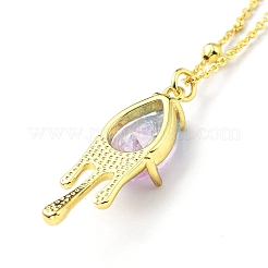 Synthetic Crystal Teardrop Pendant Necklace&nbsp;NJEW-G016-03B