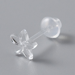 Tiny Resin Flower Stud Earrings with Ear Nut for Women&nbsp;EJEW-WH0012-003B