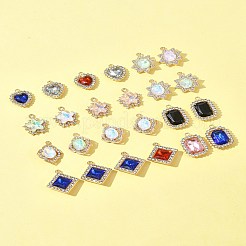 24Pcs 6 Styles Alloy Glass Pendants&nbsp;FIND-FS0003-20