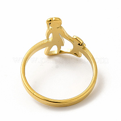 Ion Plating(IP) 304 Stainless Steel Mother and Daughter Adjustable Ring for Mother's Day&nbsp;RJEW-B027-09G