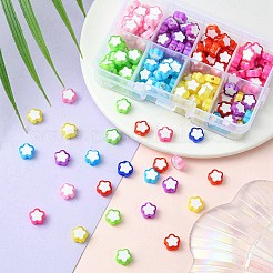 200Pcs 8 Colors Transparent Flower Acrylic Beads&nbsp;TACR-YW0001-91