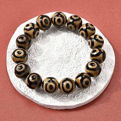 Natural Agate Round Beaded Stretch Bracelets&nbsp;BJEW-U047-01