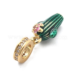 Rack Plating Brass Micro Pave Clear Cubic Zirconia European Dangle Charms&nbsp;KK-Q017-16G