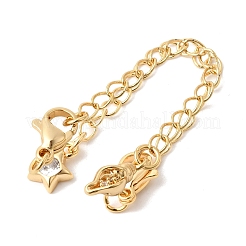 Brass Micro Pave Clear Cubic Zirconia Curb Chain Extender&nbsp;KK-Z149-06G
