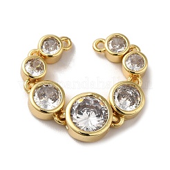 Eco-Friendly Rack Plating Brass Clear Cubic Zirconia Connector Charms&nbsp;KK-F853-30G