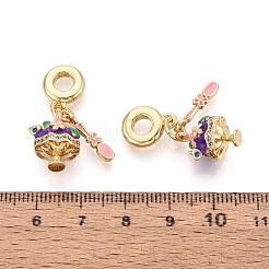 Brass Micro Pave Clear Cubic Zirconia and Enamel European Dangle Charms&nbsp;KK-T079-72G