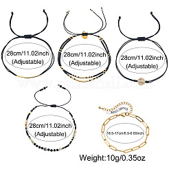 4Pcs 4 Styles Brass & Glass Seed Beads Braided Bead Bracelets&nbsp;BZ6488-1