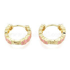 Enamel Plum Blossom Hoop Earrings&nbsp;EJEW-N011-107
