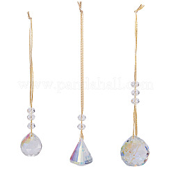 3Pcs 3 Styles Glass Suncatchers for Outdoor Garden Hanging Decoration&nbsp;HJEW-TADJ0001-01