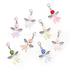 Angel Acrylic & Glass Beads Pendant Decorations&nbsp;HJEW-TAC0045