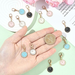 12Pcs 4 Style Alloy Enamel Clock Pendant Decorations&nbsp;HJEW-YW00259