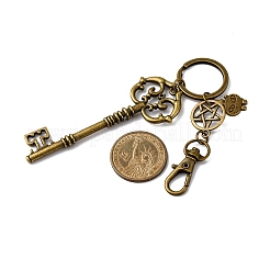 Alloy Cat Head & Flat Round with Star & Key Pendant Decorations&nbsp;HJEW-JM04093