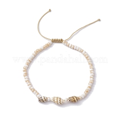 Glass with Natural Sea Shell Beads Anklet&nbsp;AJEW-AN00595