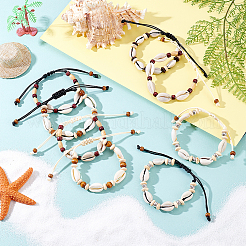 8Pcs 8 Styles Natural Cowrie Shell Braided Beads Bracelets&nbsp;BJEW-GA0001-16