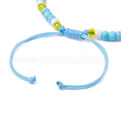 Synthetic Turquoise & Glass Seed Braided Bead Bracelets&nbsp;BJEW-JB11153-01