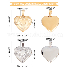 8Pcs 2 Style 316 Stainless Steel Locket Pendants&nbsp;STAS-DC0003-98