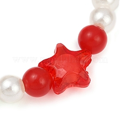 Dyed Round Natural Malaysia Jade with ABS Plastic Pearl Beaded Stretch Bracelets for Women&nbsp;BJEW-JB11643-03