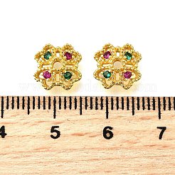 Flower Brass Micro Pave Cubic Zirconia Bead Caps&nbsp;KK-K300-01A-G