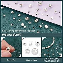 40Pcs 5 Style 925 Sterling Silver Beads Spacer&nbsp;STER-PH0001-70