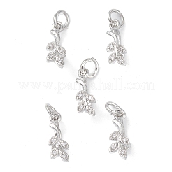 Rack Plating Brass Pave Cubic Zirconia Leaf Shape Ice Pick Pinch Bails&nbsp;KK-G464-07P