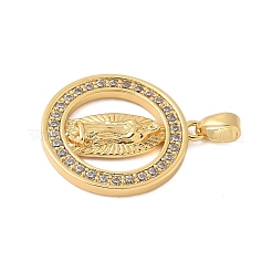 Brass Micro Pave Clear Cubic Zirconia Pendants&nbsp;KK-B139-20G-01