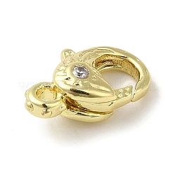 Brass Micro Pave Clear Cubic Zirconia Lobster Claw Clasps&nbsp;KK-K371-11B-G