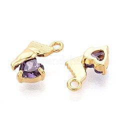 Brass Micro Pave Cubic Zirconia Charms&nbsp;KK-N263-96A-G