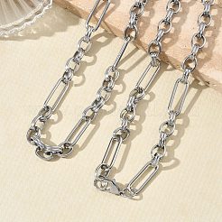 304 Stainless Steel Paperclip & Rolo Chain Necklace and Bracelet Set&nbsp;SJEW-D091-02P