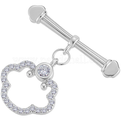 10Pcs Brass Micro Pave Clear Cubic Zirconia Toggle Clasps&nbsp;KK-BBC0021-02P