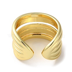 Rack Plating Brass Multi Lines Open Cuff Rings&nbsp;RJEW-K249-05G