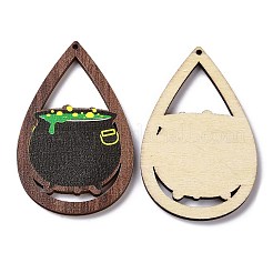 Halloween Theme Single Face Printed Aspen Wood Big Pendants&nbsp;WOOD-G015-05D