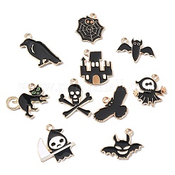 30Pcs 15 Styles Halloween Theme Alloy Enamel Pendants&nbsp;ENAM-CJ0006-44