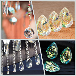 Faceted Teardrop Transparent Glass Pendants&nbsp;GLAA-SP0001-19A