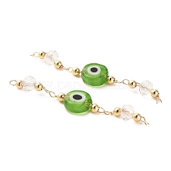 Handmade Evil Eye Lampwork with Glass Handmade Beaded Links Connectors&nbsp;KK-M266-09G-03