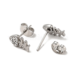 Rhinestone Fishbone Stud Earrings with 316 Surgical Stainless Steel Pins&nbsp;EJEW-A081-13P-02