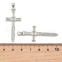 Brass Micro Pave Clear Cubic Zirconia Pendants&nbsp;CU-CBADC6C-03P