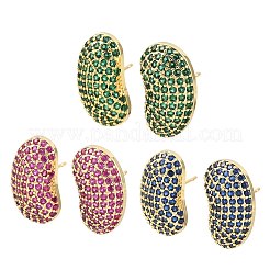 Brass Micro Pave Cubic Zirconia Stud Earrings&nbsp;EJEW-K324-09G