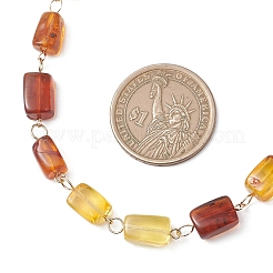Natural Amber Cuboid Beaded Necklaces for Women&nbsp;NJEW-JN05914