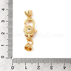 Flower Brass Micro Pave Clear Cubic Zirconia Lobster Claw Clasps&nbsp;KK-U059-49G